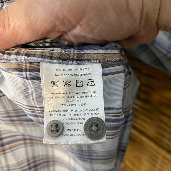 Fish Hippie Solace Collection Stretch Plaid Button Down Shirt XXL cotton blend - Picture 5 of 7